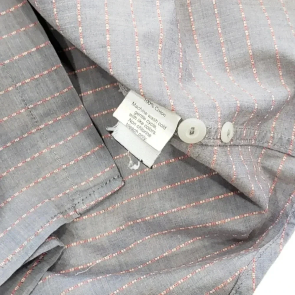 J. Crew Gray Striped Cotton Slim Shirt XL